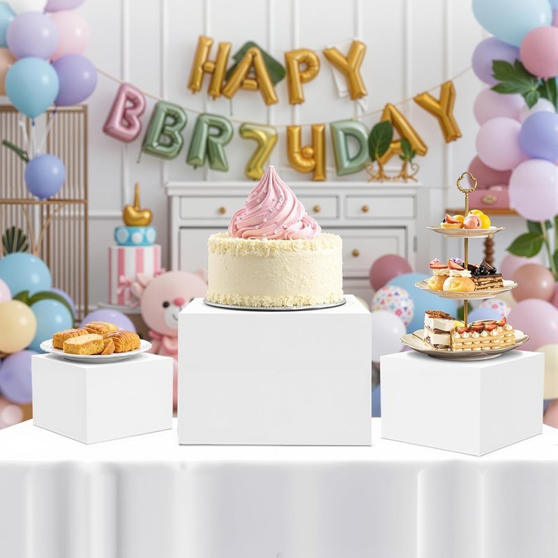 8Pcs Buffet Food Risers Display Stand Shelf for Cake Dessert Acrylic Box 5"-12" gallery