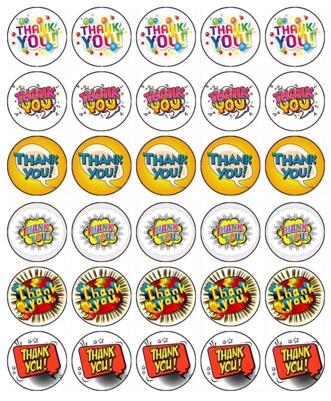 Thank You Edible Cupcake & Cake Toppers Wafer Celebration Party Decorations gallery