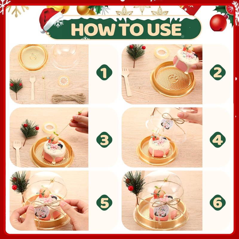 50 Sets Christmas Charcuterie Cups with Lids Clear Plastic Cupcake Container ... gallery