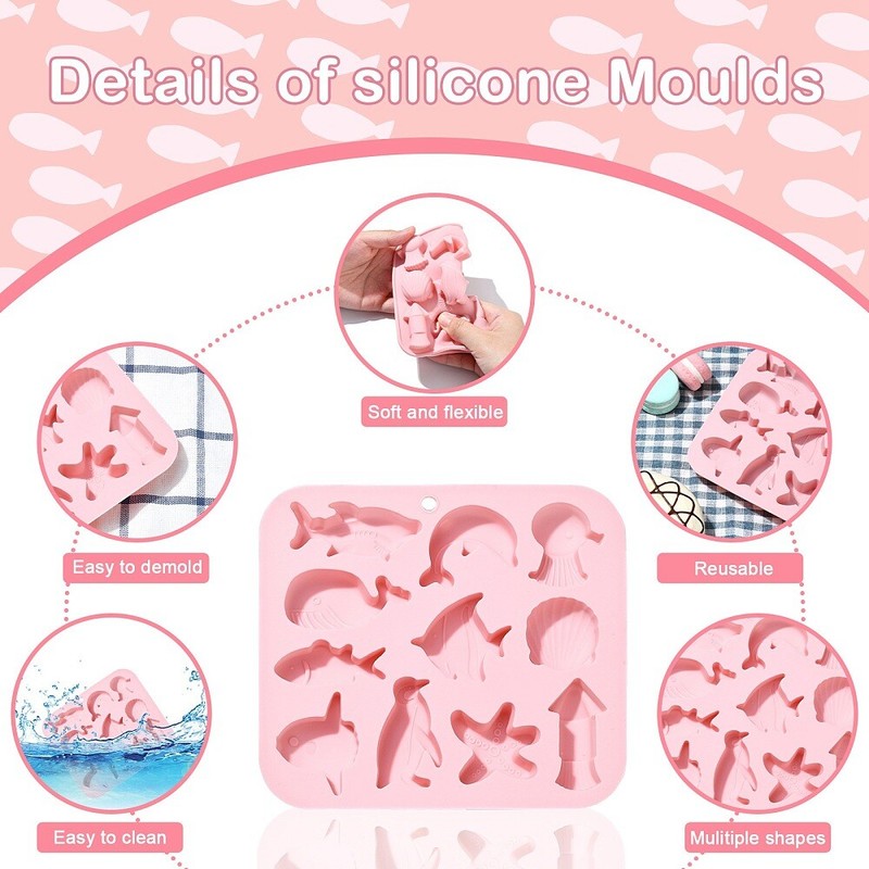 2x Silicone Sea Animal Mold Ocean Fish Starfish Dolphins Mold for Cake Chocolate gallery