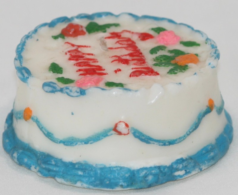 Happy Birthday 3-D Decorated Cake Candle Candleholder 4" Diameter x 1.5" High gallery