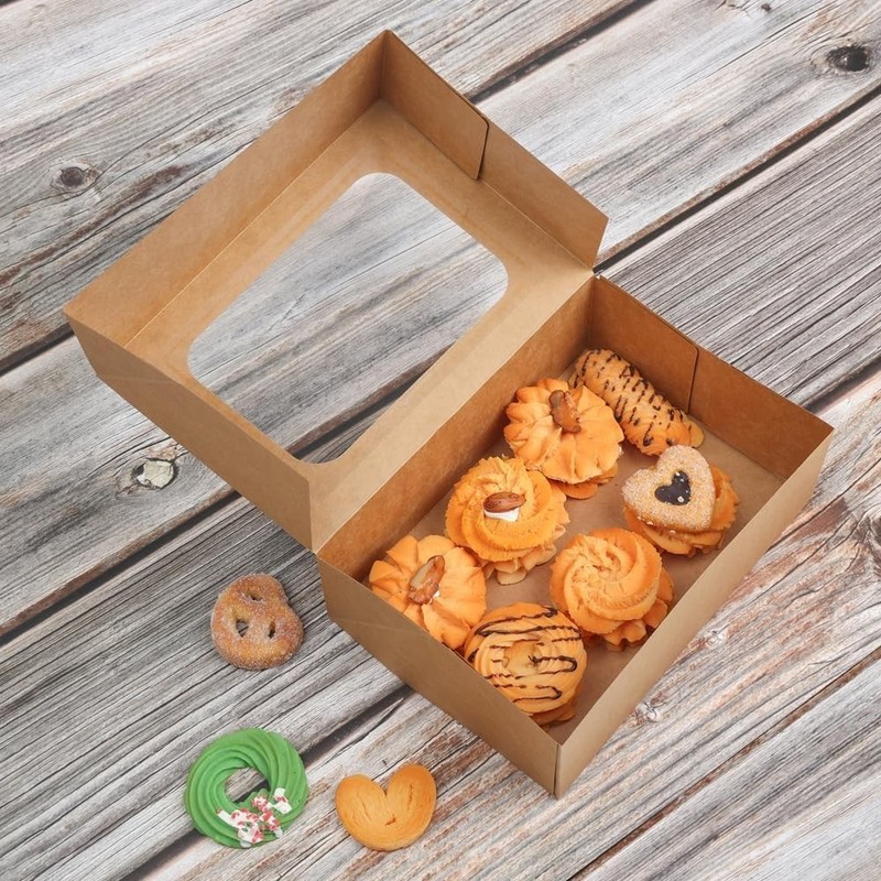 24 Pcs Cookie Boxes with Window for Paper Gift Giving Brown Bakery Gift Boxes... gallery