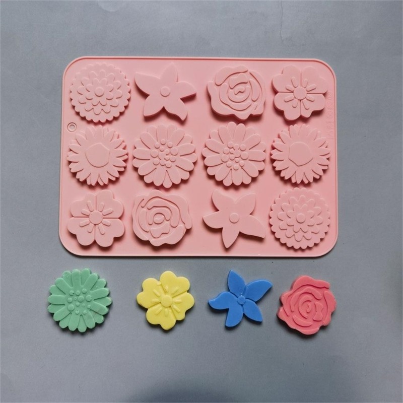 12-Hole Flower-Shaped Silicone Mold Chocolate Cookie Moulds Kitchen Baking Tools gallery