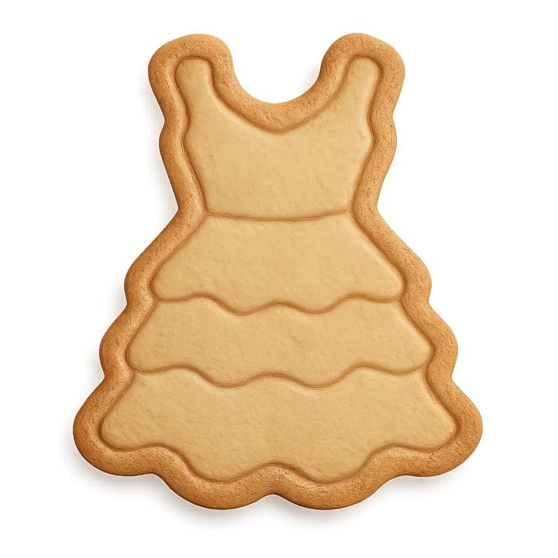 Ruffled Dress Cookie Cutter & Stamp, Fondant & Clay Cutter – 3.4×4″