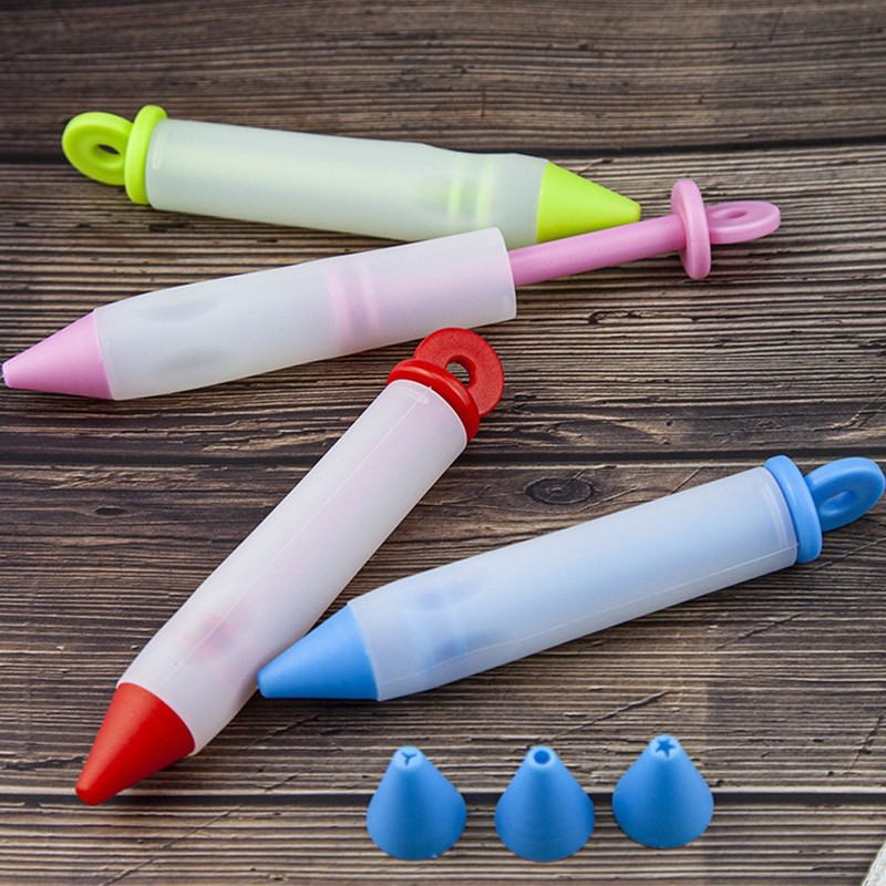 4 Pcs Silicone Cream Pump Pen Cake Decorating Pen Baking gallery