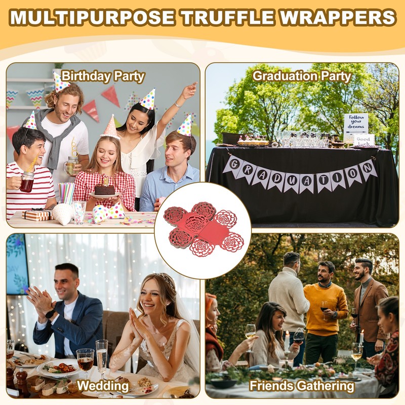 25PCS 4 Inch Truffle Wrappers for Wedding Birthday, Red gallery