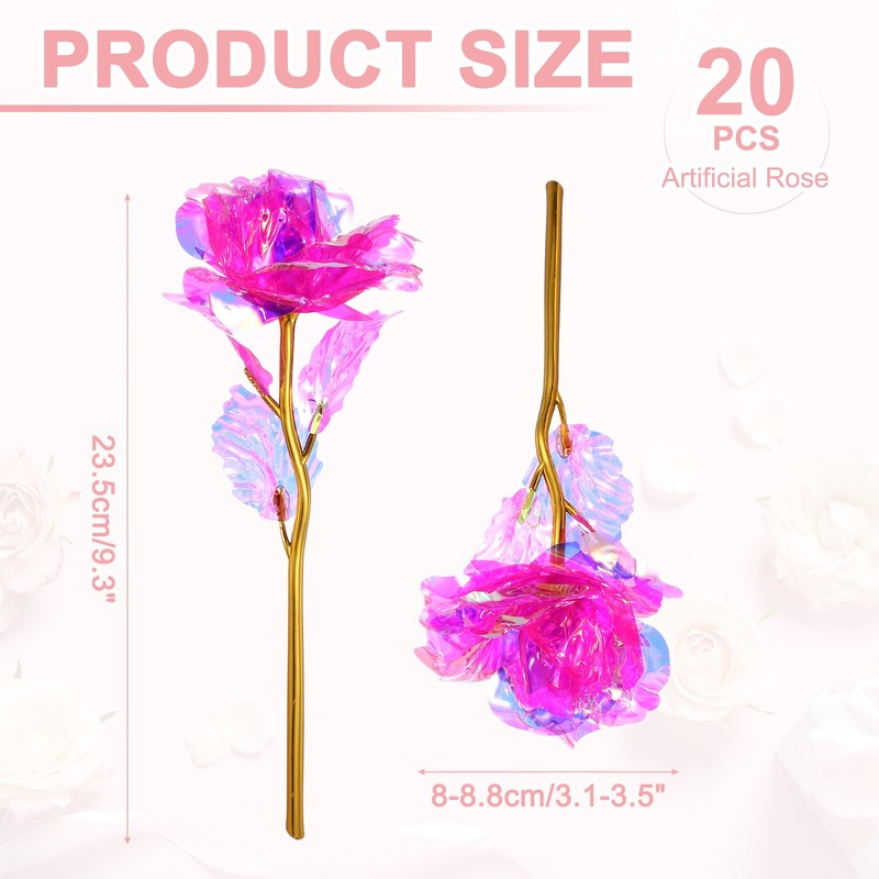 20 Pcs 24K Colorful Gold Rose, Artificial Roses Flowers, Rose Red gallery
