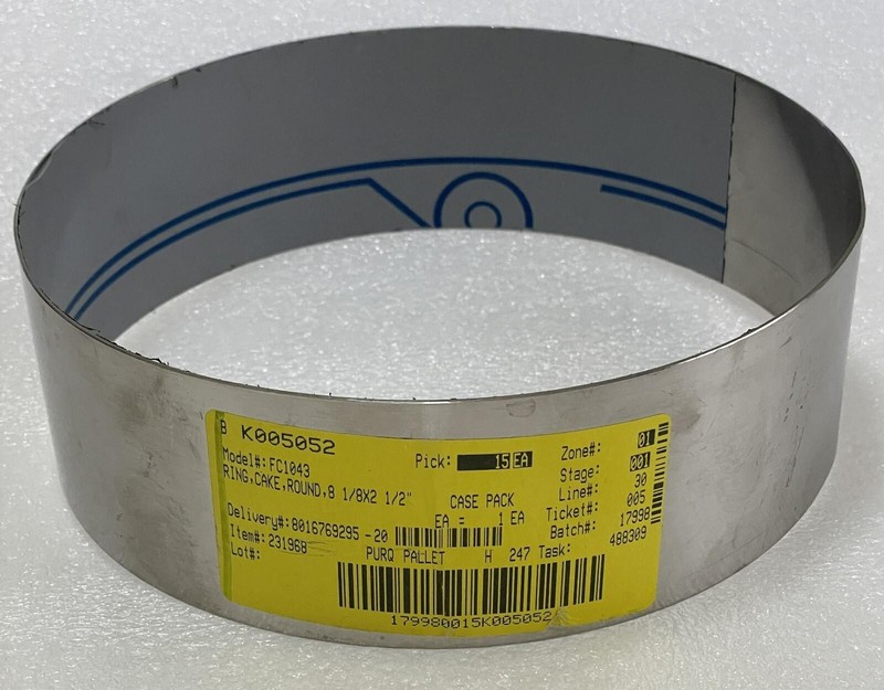 CAKE RING FC1043 8-1/8" X 2-1/2" STAINLESS STEEL SS WELDED SEAM SOLID NEW gallery