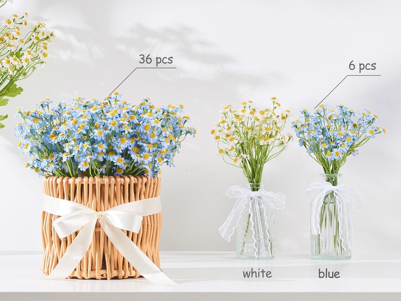 Small White Daisy Flowers Artificial - 6 Bouquet/36Pcs,10 Inch Mini Fake Daisies gallery