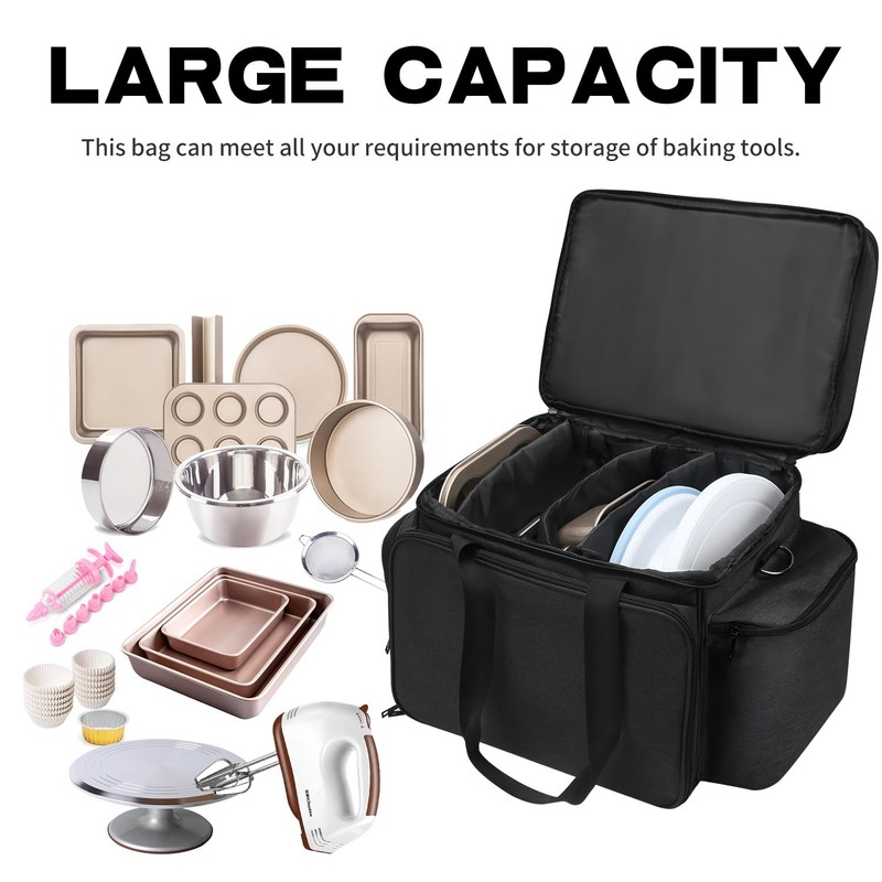 TUSIASC Baking Supplies Storage Bag for Bakers/Pastry Chefs, Large, Black gallery