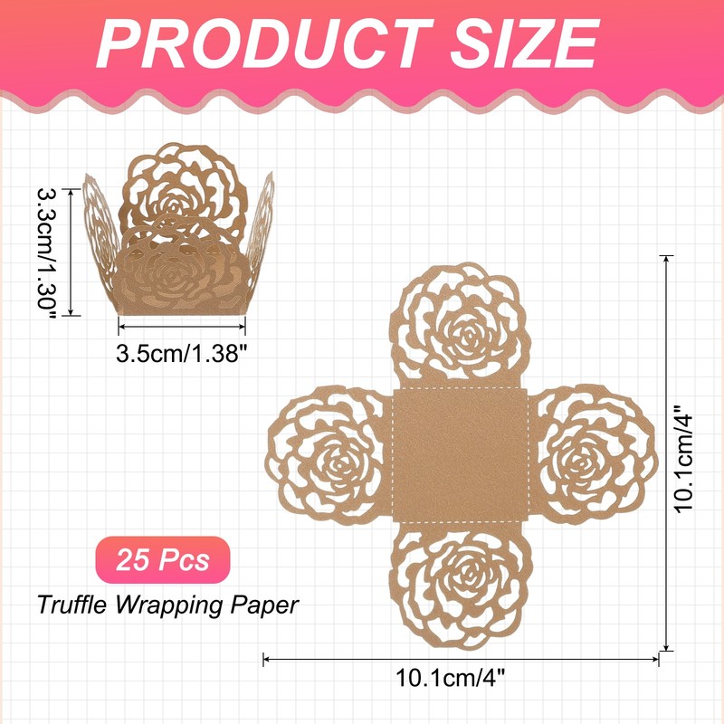 25Pcs Truffle Wraps 4 Inch Cupcake Boxes Baking Paper Wood gallery