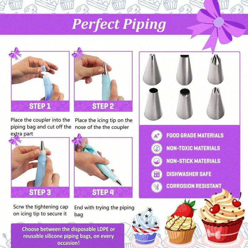 492Pcs Cake Decorating Kit Turntable Pans Piping Tips Bags Spatulas gallery
