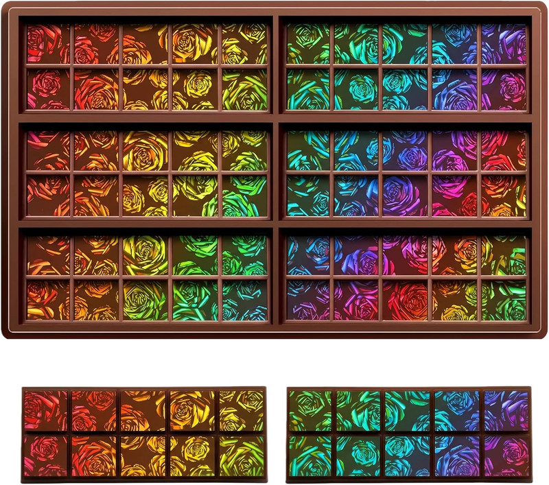 Rose Holographic Silicone Chocolate Bar Mold for DIY Desserts and Crafts gallery