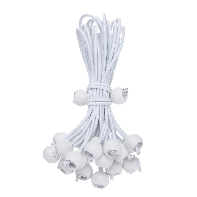 20Pcs Ball Bungee Cords 8″ Heavy Duty Bungee Cord Balls for Tent Holding, White