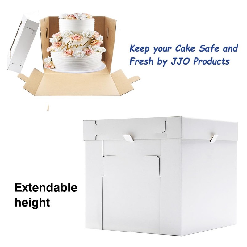 Tall Cake Boxes for Tier Cakes, 14x14x12 Inches 3 Pack,Whie Cake Boxes with W... gallery