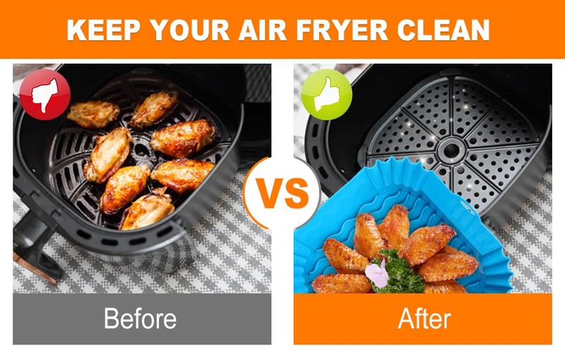 Square Silicone Air Fryer Liners - 8 Inch Reusable Air Fryer Pot - Air Fryer gallery