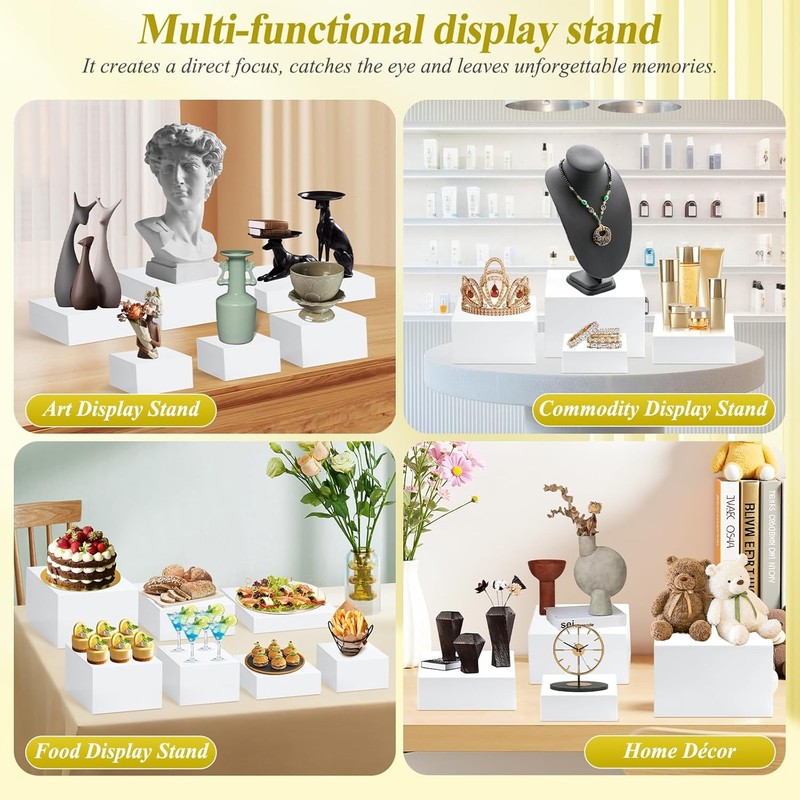 9 PCS White Buffet Risers and Stands | Food Display Risers for Buffet Table | Ac gallery