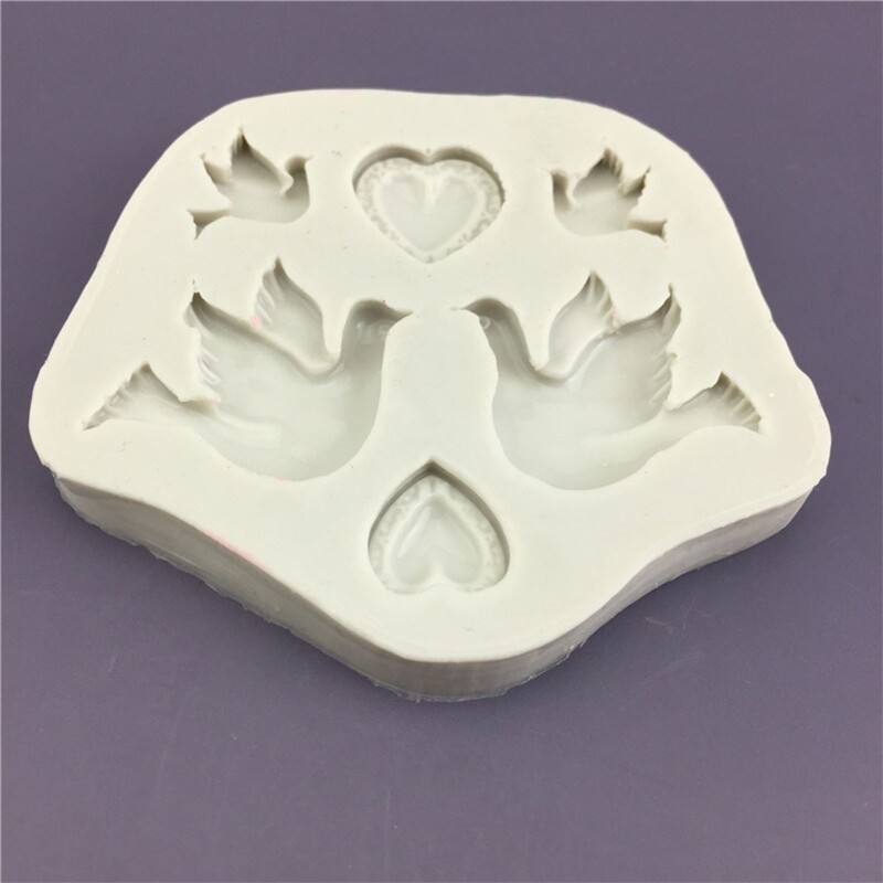 Peace for Dove & Heart Shaped Silicone Material Fondant Mold Chocolate Moulds gallery