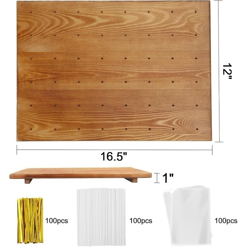 Wooden Cake Pop Stand W/ 300 Sticks & Wrappers Ergonomic Design Elegant Display gallery