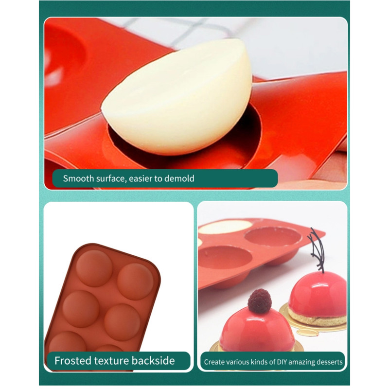 2PK 6 Cups Silicone Cake Mold Hot Chocolate Bombs Mould 2" Half Ball Sphere gallery