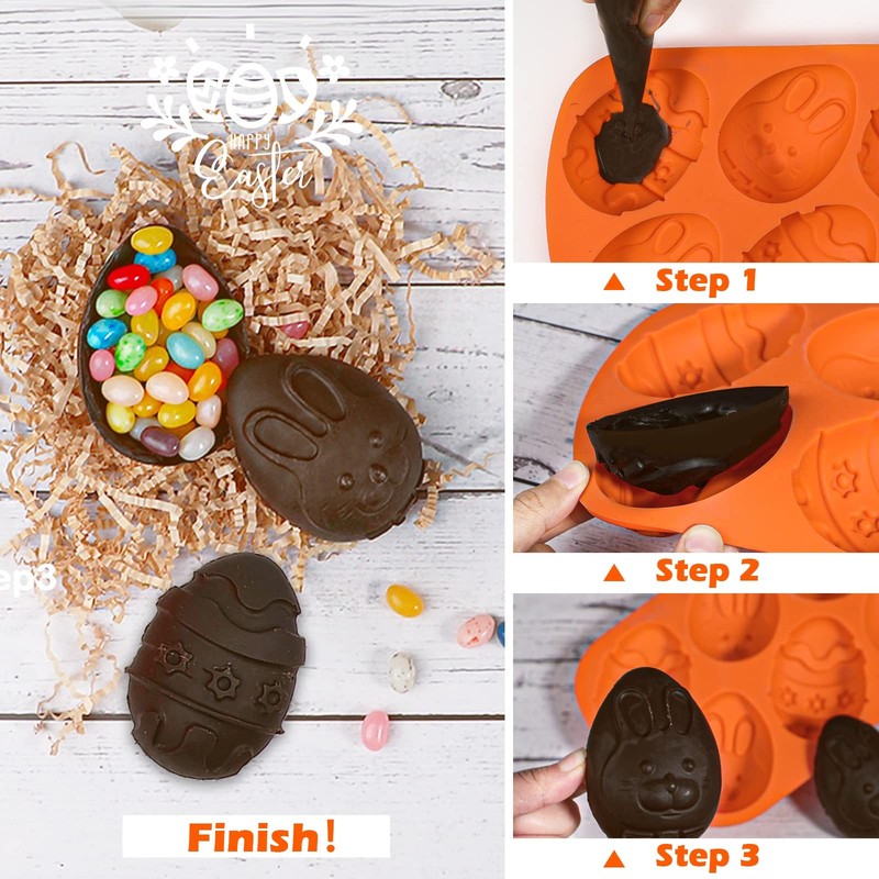 Easter Egg Molds 2 Pack Jumbo Easter Chocolate Molds Silicone Bunny Egg Muffi... gallery