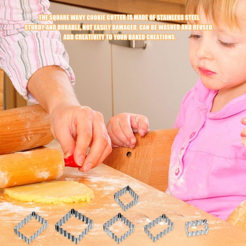 Stainless Steel Cookie Cutter Set, 6PCS Zigzag Rectangle Square Sandwiches Cu... gallery