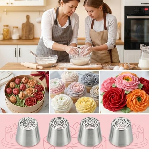 4 PCS Russian Piping Tips Set, Stainless Steel Extra Large Russian tulips gallery
