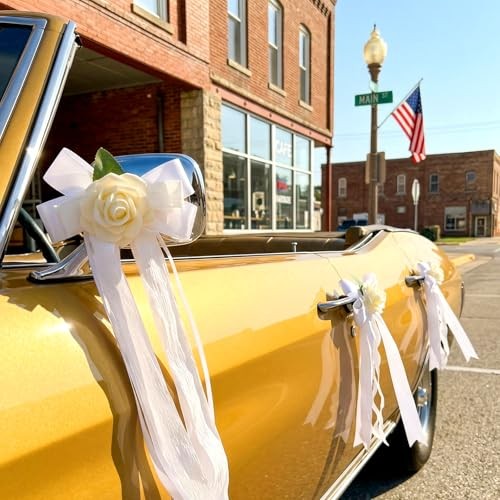 6PCS Wedding Car Door Handle Flowers, White Artificial Cars 6Pcs（A Flower） gallery