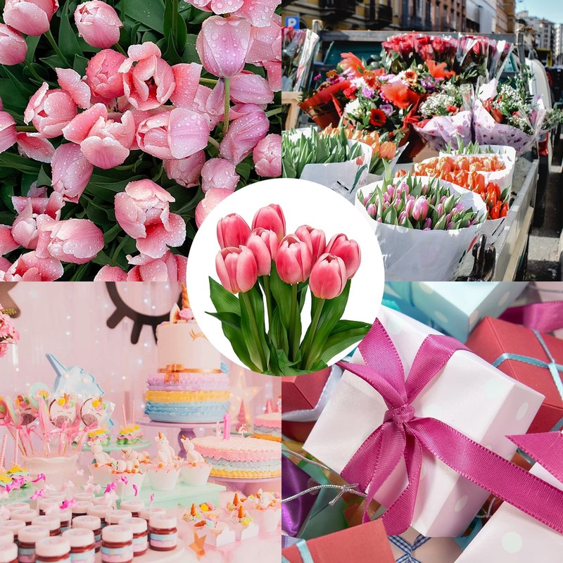 Softflame Artificial/Fake/Faux Flowers - Tulip Pink 8PCS for Pink-8pcs gallery
