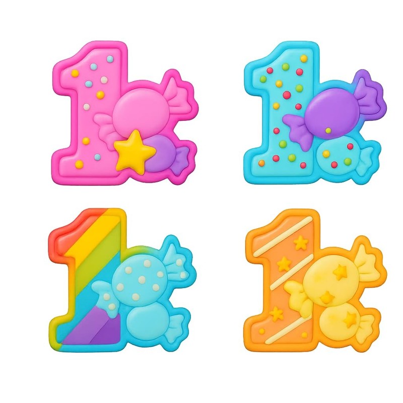 Number 1 with Candy Design Cookie Cutter & Stamp 4x3.2" for Baking & Fondant gallery