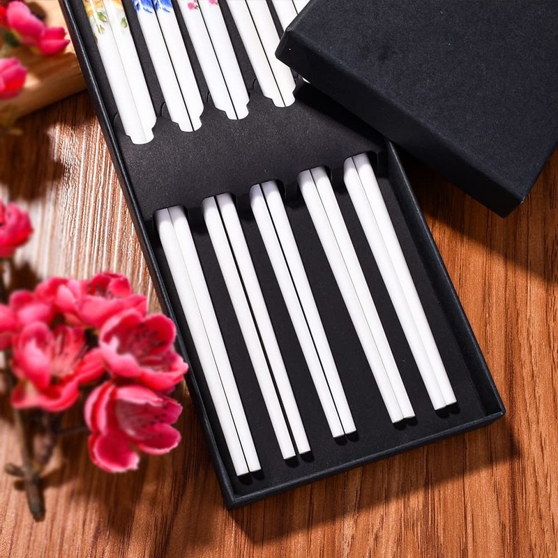 5 Pairs Porcelain Chopsticks, 9.5 Inch High-grade Bone Chopsticks, Reusable D... gallery