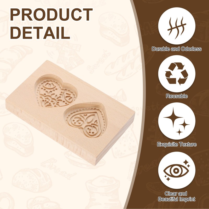 Cookie Stamp, Wooden Cookie Biscuit Cutter (Double Heart) gallery