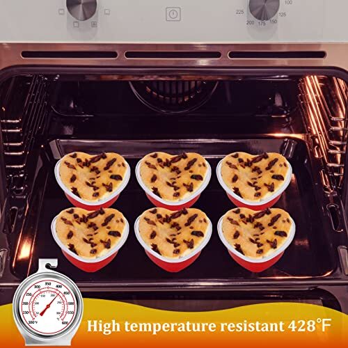 Heart Shaped Cake Pans 3.4oz Red Mini Aluminum Foil Baking Cups with 60 Pack gallery