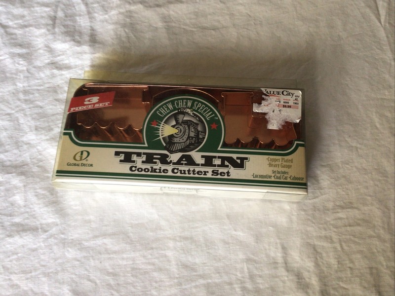 Global Decor Chew Chew Special Train Cookie Cutter 3 Piece Copper Plated Set