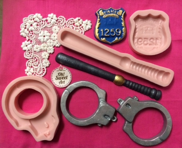Police Set Silicone Mold Food Cake isomalt Decoration soap wax fondant (FDA)