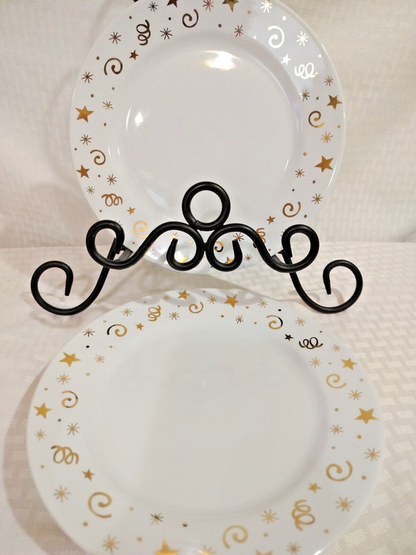 The Pampered Chef 1996 Stars Christmas/Holiday 8″ Dessert/Salad Plates (4)