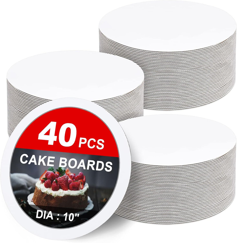 40-Packs Cake Boards 10 Inch Round, Cake Boards White Cake Board Rounds, White C