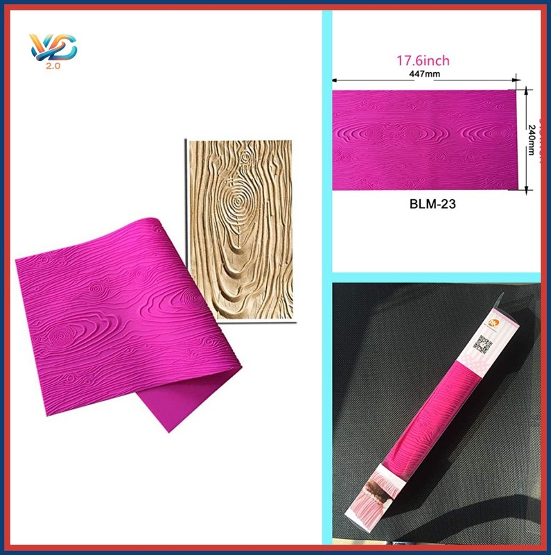 Silicone Fondant Impression Mat 17.6×9.5 Inch Cake Lace Mold Woodgrain Texture