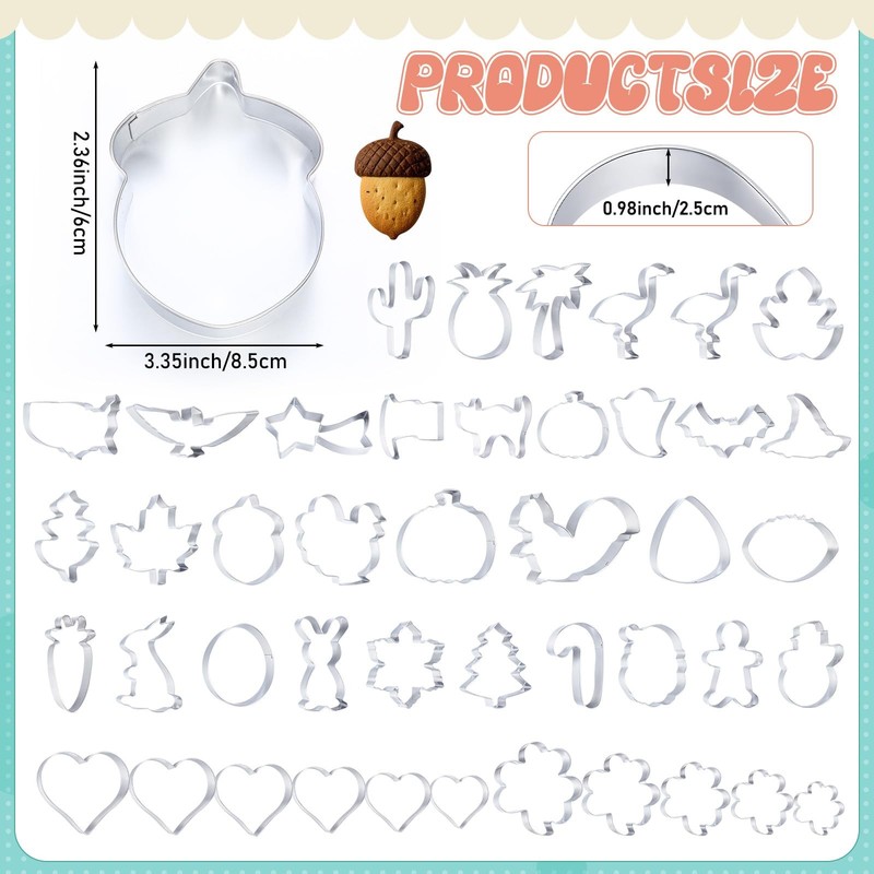 Set of 44 Seasonal Cookie Cutters, Valentines Day Stainless Steel Molds Cooki... gallery