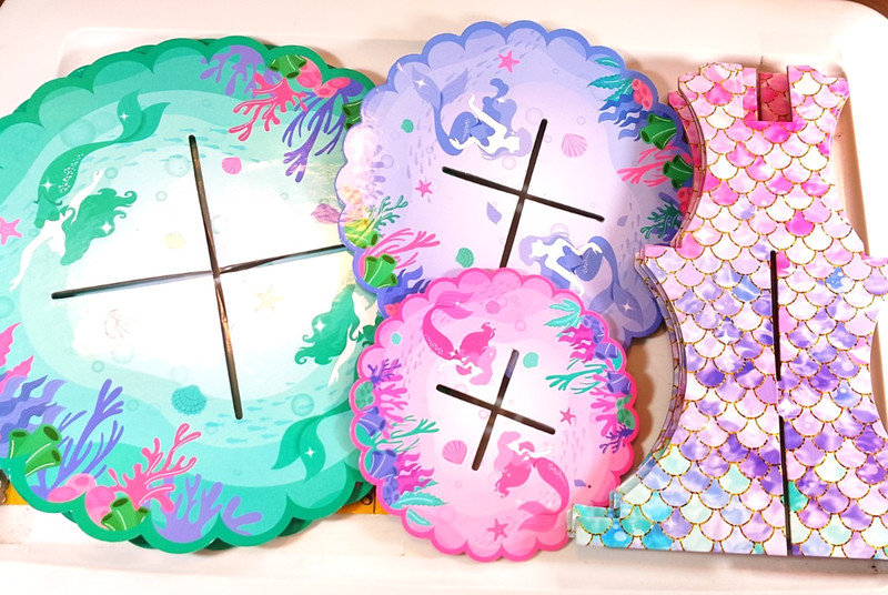 Mermaid themed collapsible multitiered cupcake stand set of two