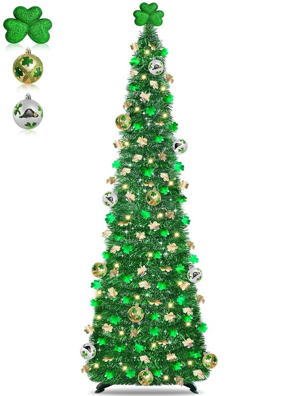 Turnmeon Timer Shamrock – St Patricks Day Decorations 5Ft Lighted St Patricks