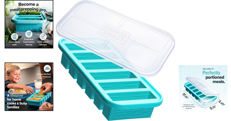 Elegant 1/2 Cup Silicone Freezer Mold - Perfect for Meal Prepping & Food Storage gallery