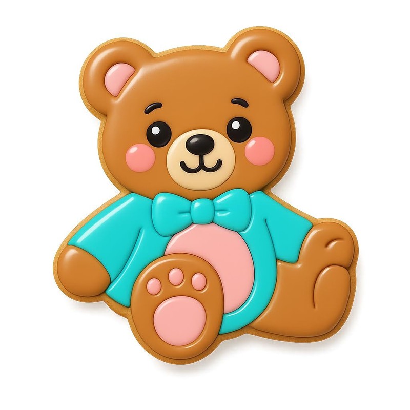 Adorable Teddy Bear Cookie Cutter & Stamp Set - 4" Tall (2 pieces set) gallery