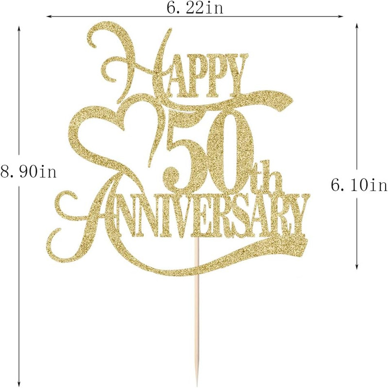 Gold Glitter 50Th Anniversary Cake Topper - Wedding Party Decoration Ideas, Anni gallery