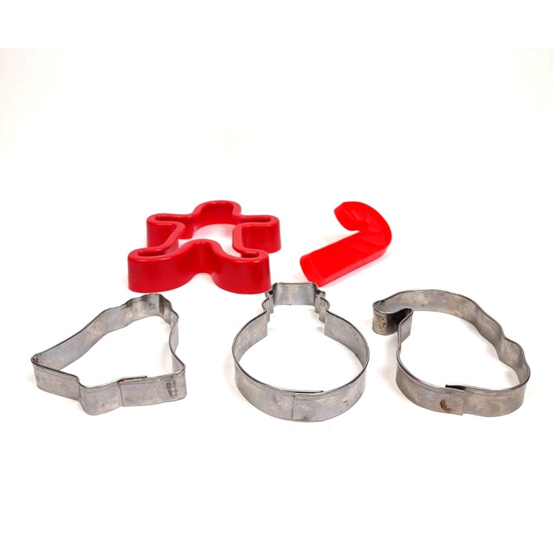 Vintage Christmas Cookie Cutter Lot Of 5 Holiday Metal Plastic Mix Kid Baking gallery