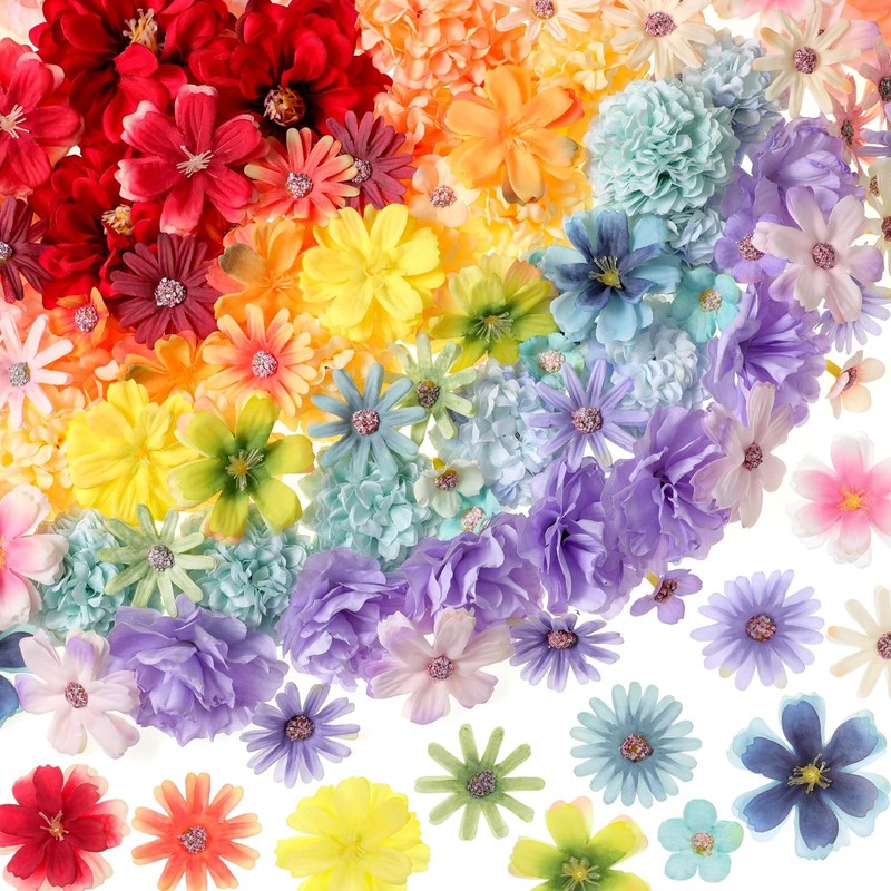 Cindeer 200 Pcs Fake Flower Heads For Crafts Mini Flower Heads Faux Rose