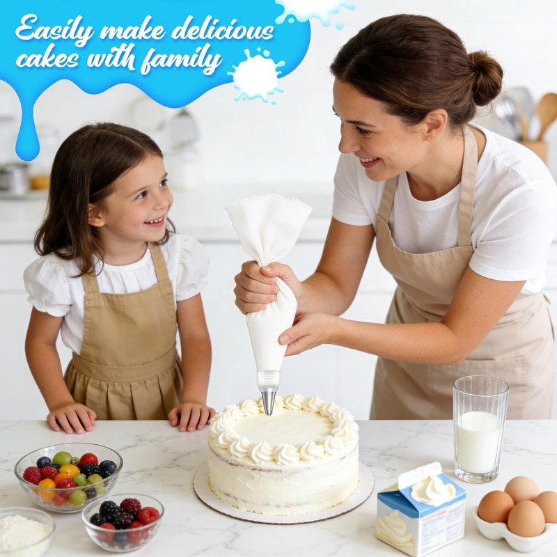 Reusable Piping Bags Set with 7 Tips, Couplers & Scrapers for Cake Decorating gallery