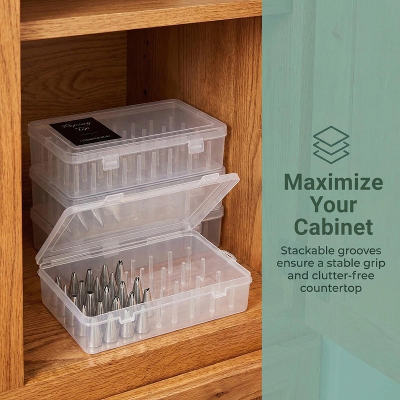 1-Pack Piping Tips Storage Box with Fixed Pins and Labels gallery