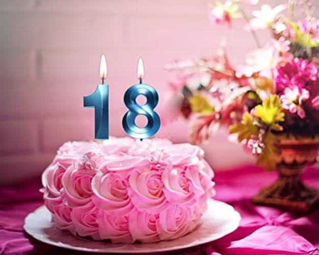18th Birthday Candles, Number 18 Cake Topper for Birthday Decorations Blue gallery