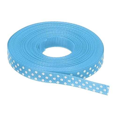Grosgrain Ribbons Light Blue with White Dots Ribbon 10 Yards 3/8 Inch Sky Blue